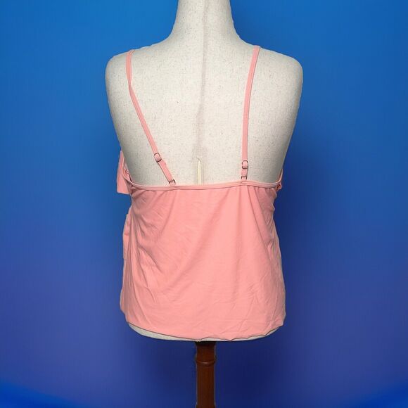 Ruffled Flounce Peach Adjustable Strap Tankini Top Women’s Plus Size 5XL - Picture 2 of 3